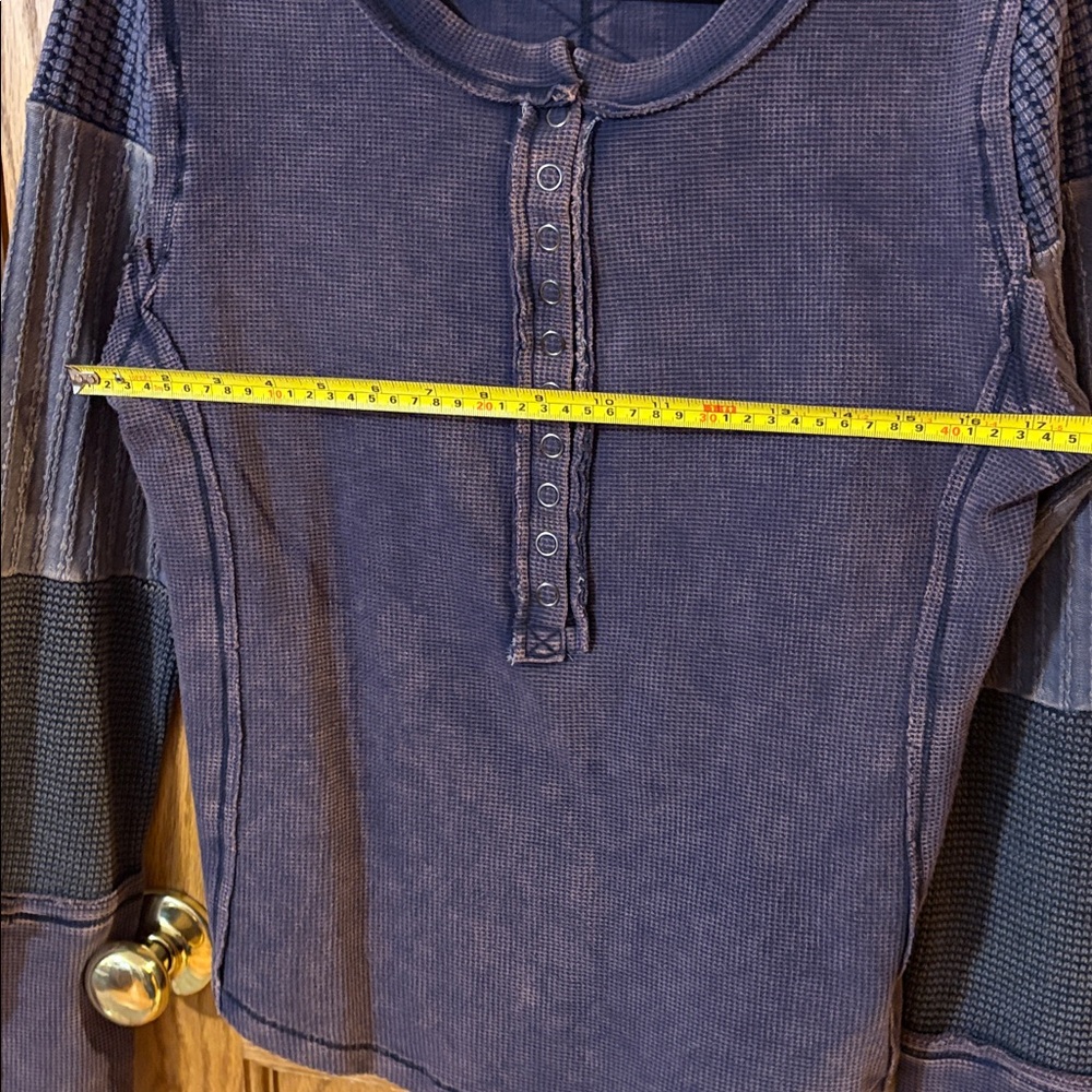 Oli & Hali Bluish-Purple Waffle Textured Henley - Picture 7 of 16